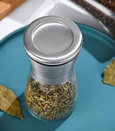 Набір з 2 мельниць для солі та перцю - сталеві та скляні з регульованим керамічним жорном, з можливістю поповнення, для солі та перцю