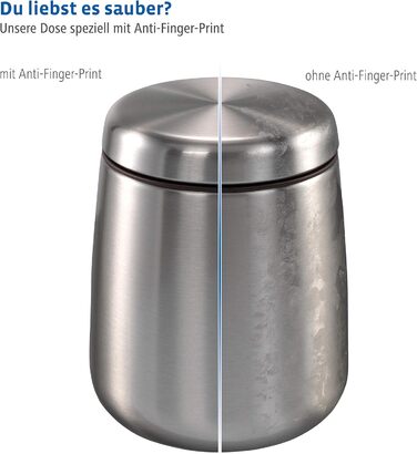 Stainless Steel Coffee Canister 500g (airtight stainless steel canister including magnetic measuring spoon in the lid, anti-fingerprint coffee container, coffee box for storing 500g of ground coffee/beans) silver