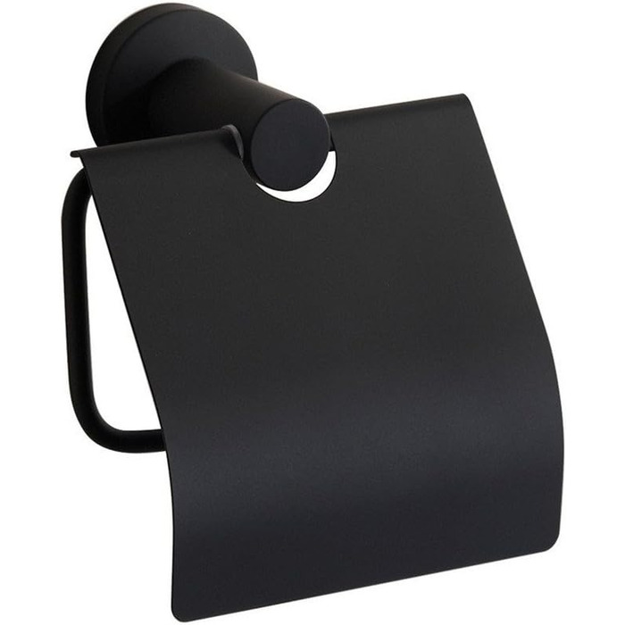 CASEWIND Toilet Paper Holder Black, Toilet Roll Holder with Lid, Antique Toilet Paper Holder with Drill Wall Mount Stainless Steel Matte for WC Nostalgia