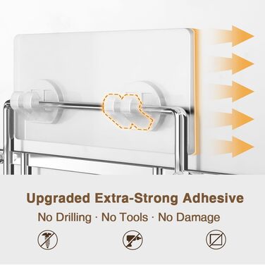 Підставка для душу без свердління 2 шт. з нержавіючої сталі SUS304, полиця для ванної кімнати, клейка