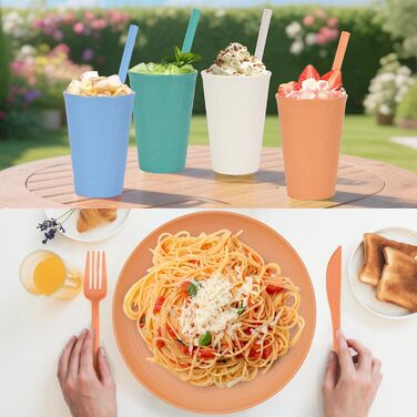 Набір посуду 49 шт. незламний, багаторазовий, для кемпінгу, пікніка, барбекю, пластиковий, кольоровий