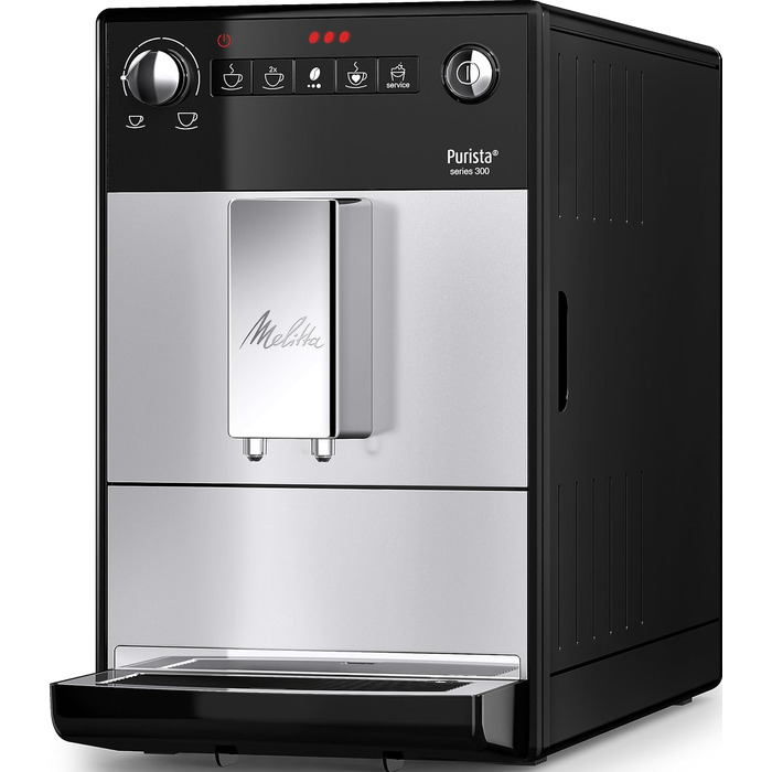 Melitta Purista - Fully Automatic Coffee Machine with Favorite Coffee Function, Coffee Machine with Grinder and 5-Level Adjustable Grinding, for Coffee and Espresso, silver/black Silver Fully Automatic Coffee Machine