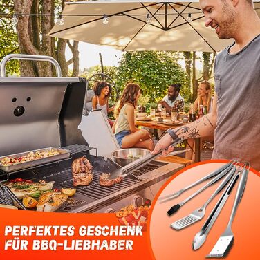Набір аксесуарів для гриля PURPLEBIRD 31 предмет – Преміум набір гриль-посуду з нержавіючої сталі для чоловіків та жінок з сумкою, килимком для гриля, для саду, кемпінгу та дня народження (Сріблястий)