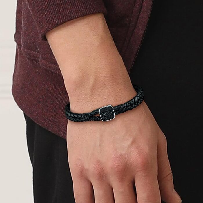 Чоловічий браслет BOSS SEAL (Black, S) з натуральної шкіри - стильний аксесуар