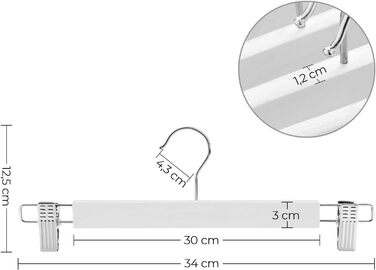 Набір вішалок для штанів SONGMICS, 16 шт., дерев'яні, з регульованими кліпсами, антиковзні, для штанів, шортів та спідниць