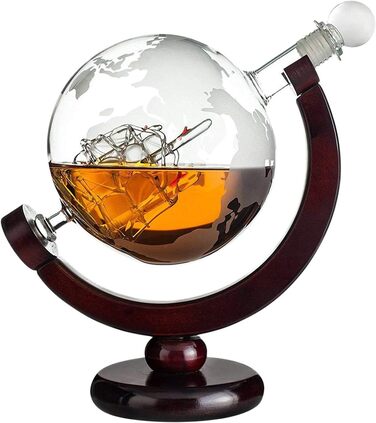 Whisky Decanter Globe | Whiskey Gifts for Men | Christmas Gifts for Men | Globe Decanter | Glass Decanter for Rum Vodka Bourbon | Gifts for Men Grandpa Uncle Dad | Birthday Gift
