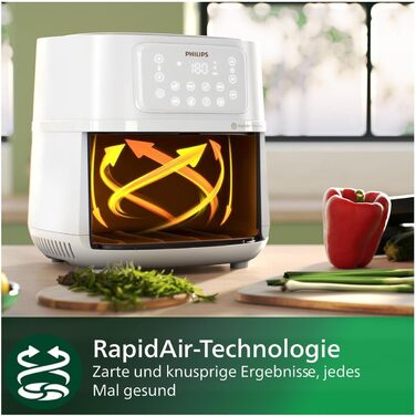 Philips Airfryer 5000 Series XXL, 7.2L (1.4Kg) - 6 Portions, 16-in-1 Airfryer, Wifi Connected, 90% Less Fat with Rapid Air Technology, HomeID App. White (HD9285/00)