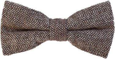 Метелик чоловічий DonDon Tweed 12x6 см з нагрудною хустинкою 23x23 см, бавовна, картатий коричневий