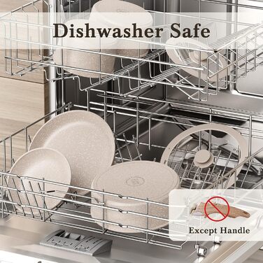 Набір посуду RIOVARM з індукційним дном, 15 предметів: каструлі та сковороди з антипригарним гранітним покриттям та знімними ручками, кришки з силікону. Без PFOA.