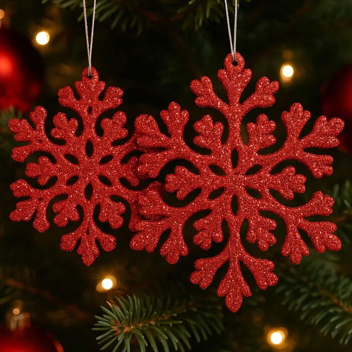 Набір прикрас для ялинки SLEETLY 28 шт. Біле золото: кулі, крижані шматочки та сніжинки (Рожевий)