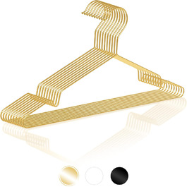 ROW&LINE® – Metal Clothes Hangers (42 cm) – 10 Pieces (Gold) – Space-Saving Clothes Hangers for Adults – Suitable for Heavy Clothing – Wire Clothes Hangers for Order & a Uniform Look