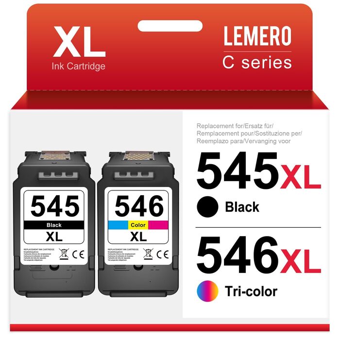 Комплект картриджів 545XL та 546XL для принтерів Canon Pixma (чорний та кольоровий), сумісні з PG-545, CL-546 (MX495, TR4550, TS3350, TS3150, MG2550s, MG3050), 2 шт.