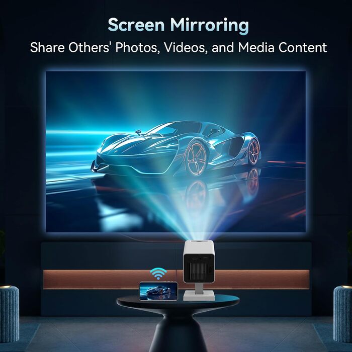 Портативний проєктор Mini Beamer 4K/1080P з Wi-Fi 6 та Bluetooth 5.4, Auto Keystone, 200 дюймів, сумісний з ноутбуками, смартфонами та TV
