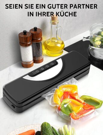 Вакуумний пакувальник 5 в 1 з вбудованим різаком, вакуумний пакувальник Sous Vide, вакуумний пакувальник з фольгошвальною машиною, включаючи 10 вакуумних пакетів та шланг, вакуумний запаювач для продуктів харчування, чорний