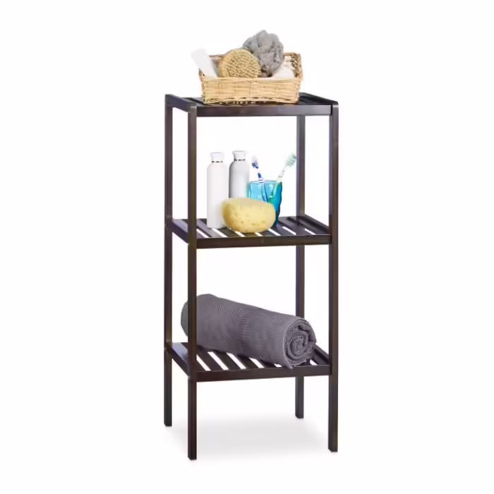 Relaxdays Bamboo Bathroom Shelf with 3 Shelves