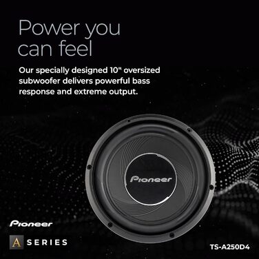Сабвуфер Pioneer TS-A250D4 25 см, 1300 Вт, 2x4 Ом, подвійна котушка, для корпусного монтажу, чорний, IMPP мембрана, 400 Вт RMS