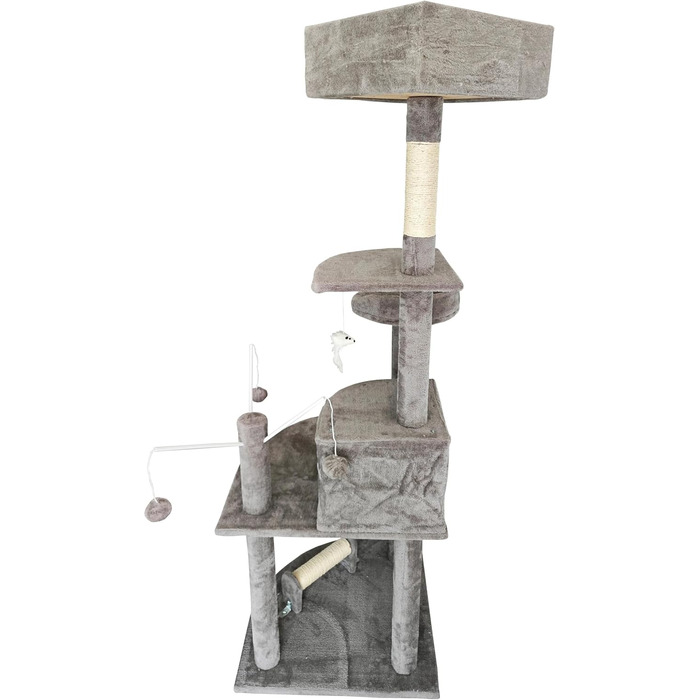Кігтеточка для котів ESTEXO, 163 см, сірий колір. Ігровий комплекс, кріпиться до стіни, для котів