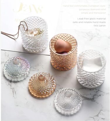 Контейнер для ватних паличок та дисків 2 шт. Прозорий скляний органайзер для ванної кімнати, туалетного столика. Підходить для ватних паличок, дисків, солі для ванни.