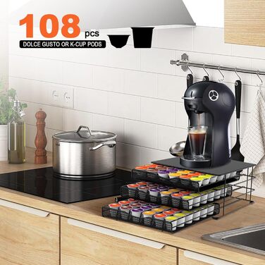 Підставка для капсул Dolce Gusto MastHome 3-ярусна, чорна – 108 капсул