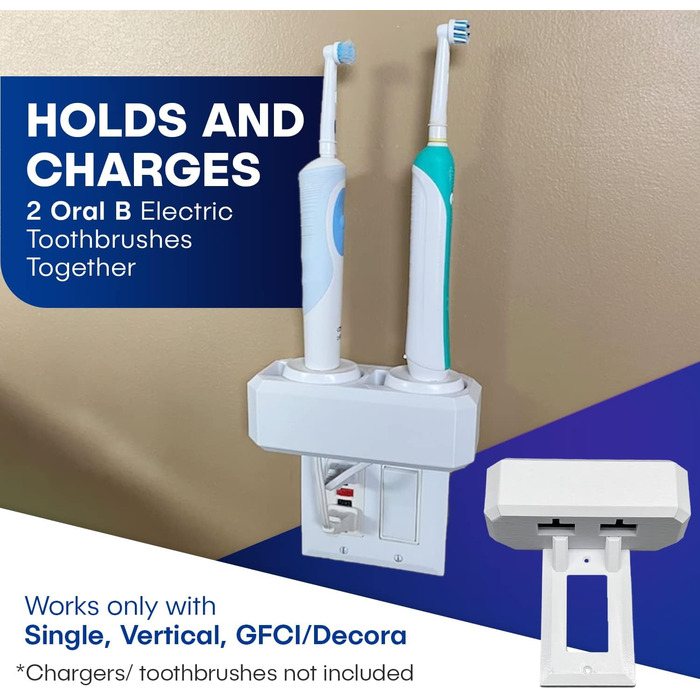 Electric Toothbrush Holder, Wall Mount, Oral-B, 2 Chargers, GFCI/Decora Single Standard Vertical