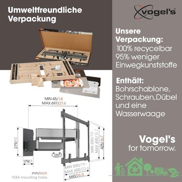 Кріплення для телевізора Vogel's Elite TVM 5855 для великих телевізорів до 100 дюймів, до 75 кг, поворотне, VESA 600x400, чорний, з подвійним кріпленням