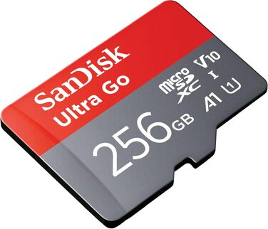 Карта пам'яті SanDisk Ultra Go MicroSDXC 256 GB з SD-адаптером, швидкість до 150 МБ/с, Class 10, UHS-I, U1, A1 для смартфонів, планшетів та Full HD відео