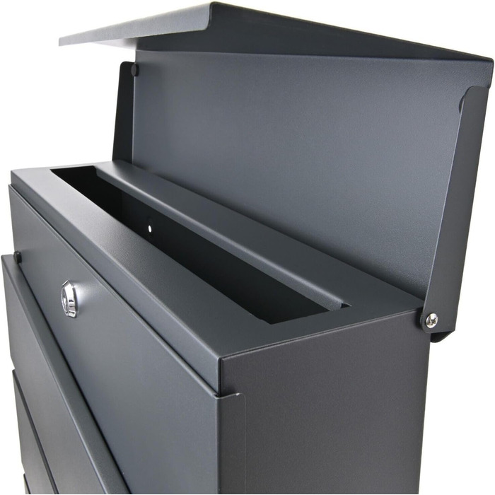 Поштова скринька Verda Anthrazit з газетницею, порошкове покриття AkzoNobel, 2 ключі, табличка з ім'ям, персоналізована, дизайнерська настінна, нержавіюча сталь (Sn3645-1)