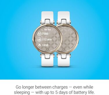 Смарт-годинник Garmin Lily™ з сенсорним екраном та унікальним дизайном, світло-золотистий колір, білий шкіряний ремінець