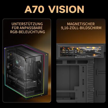 Ігровий корпус Thermalright TR A70 Vision ATX з LCD-дисплеєм 9.16'', панорамною підсвіткою та підтримкою 8 вентиляторів