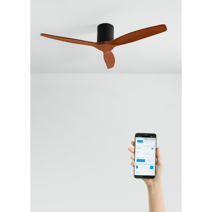 Вентилятор стельовий WINDCALM M/ з Wi-Fi, керуванням та дистанційним пультом / 40W, тихий, Ø132cm, таймер 1-4 год, DC-двигун, літньо-зимовий режим (декоративне дерево), без освітлення