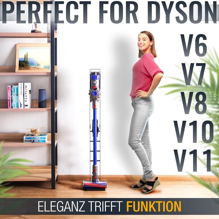 RICOO Vacuum Cleaner Stand Charging Station for Dyson - Compatible with Dyson Cordless Handheld Vacuums V6 V7 V8 V10 V11 - Vacuum Cleaner Holder SH502, 29x22x127 cm, Black Vacuum Cleaner Stand Sh502