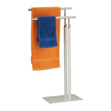Relaxdays Standing Towel Rack White-Silver