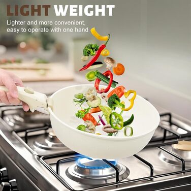 Набір посуду Numola 10 предметів: каструлі та сковорідки з антипригарним покриттям, знімні ручки, керамічний набір посуду для індукційних плит, кемпінгу, сумісний з посудомийною машиною