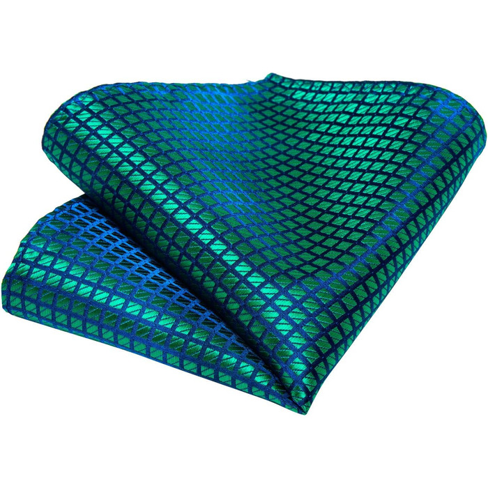 Краватка однотонна DiBanGu для чоловіків: шовкова краватка та нагрудна хустинка з краватковою затискачкою та запонками (тюрквіс)