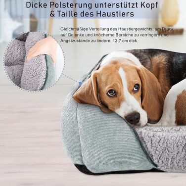 JOEJOY Dog Bed - Medium to Large Dogs, Dog Basket, Washable - Fluffy Dog Bed, Non-Slip Dog Beds, Plush Dog Basket for Dogs and Cats (L76×61×23 cm) (L 89 x W 63 x H 23 cm, Light Grey)