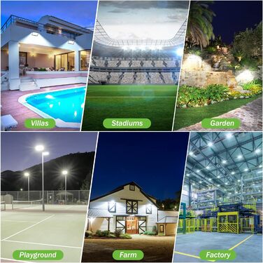 LED прожектор 300W для вулиці, IP67, 2 шт, 30000Лм, 7000K, холодне біле світло, водонепроникний, для складу, саду, гаража, двору, паркування