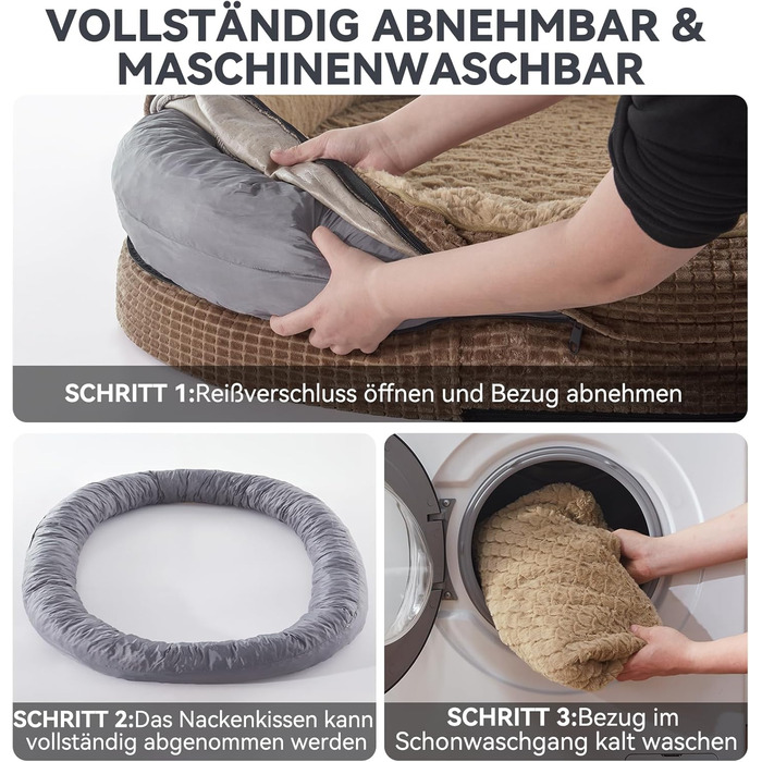 Ортопедичне ліжко для собак середніх порід Pawk, з чотиристороннім валиком для шиї, з memory foam, водонепроникне, антиковзаюче, знімне та пральне (122 x 89 x 19 см)