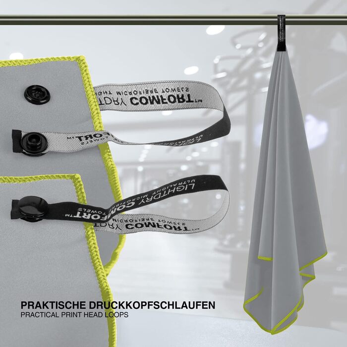 Спортивна рушник з мікрофібри для подорожей - рушник для спорту та фітнесу, швидковисихаючий, антибактеріальний (120 x 50 см, світло-сірий)