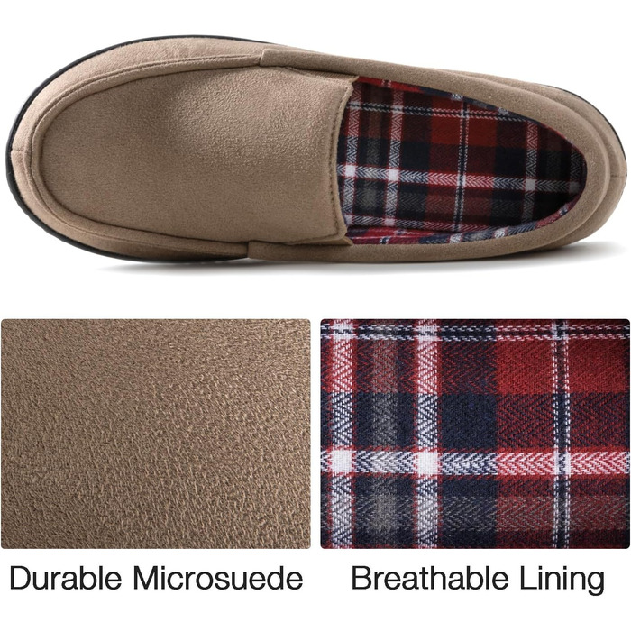 Чоловічі домашні тапочки RockDove Alexander з дихаючим фланелевим підкладкою та неслизькою підошвою з піни (44 EU, Мокка)