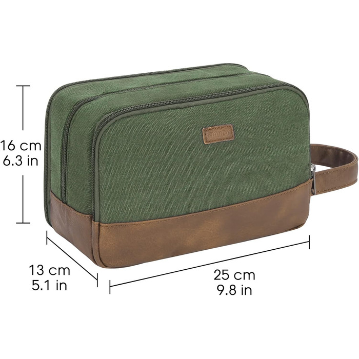 Чоловіча дорожня косметичка WANDF з канвасу, водонепроникна, зелена