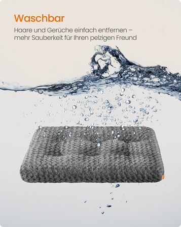 Ліжко для собак Feandrea XL, м'яке, плюшеве, 110 x 73 см, для великих собак, сірий колір, знімний чохол, антиковзаюча поверхня