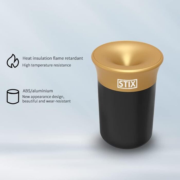 STIX-Becher Auto Aschenbecher (available in 2 colors) compatible with IQOS Iluma Prime One Terea, Duo 3 Heets, GLO Neo Tobacco Sticks - black/gold