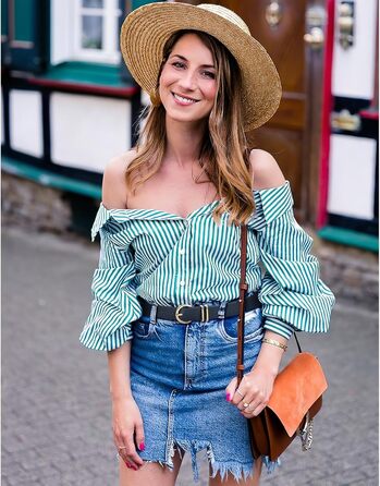 Жіночий шкіряний ремінь JasGood з золотистою пряжкою, 120/130 см (для талії 91-115 см)