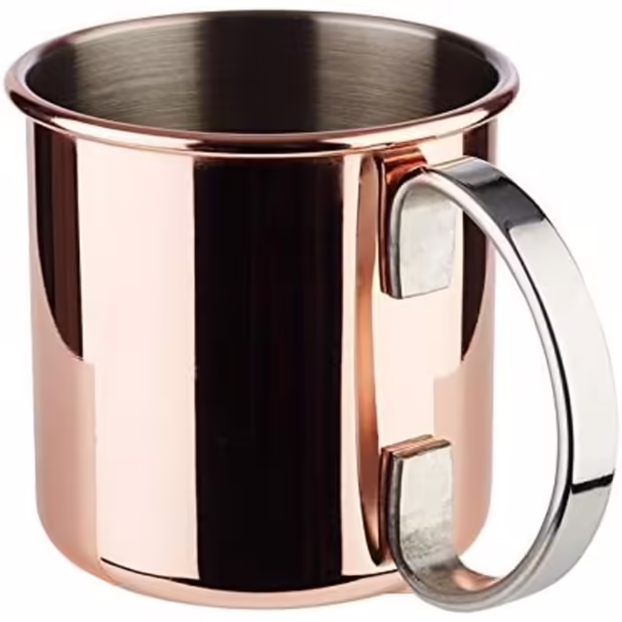 Moscow Mule - 2 x 500 ml Cocktail Cups, 27 cm Bar Spoon, 5cl Jigger & Black Lime Squeezer, food-safe, Cocktail Cup Set including Gift Box, (Polished Copper, 2 Pieces (1 Pack))