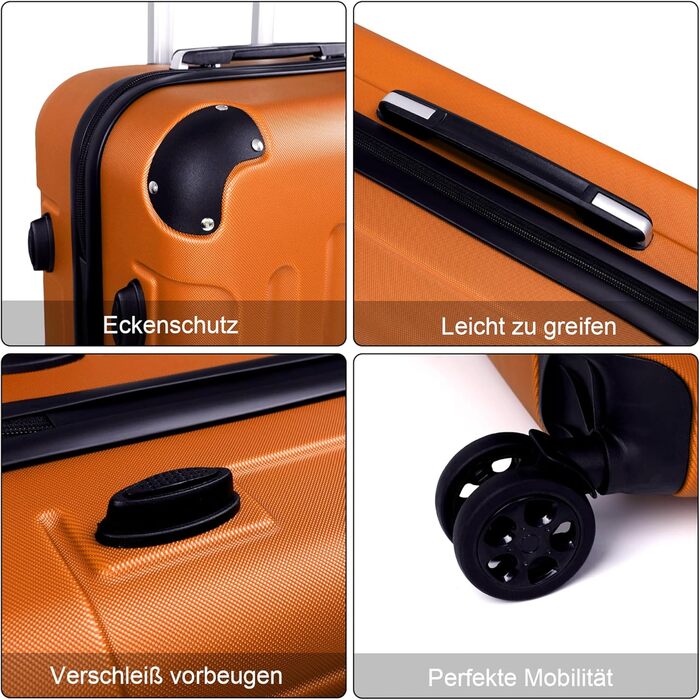 Валіза ручної поклажі TANTOI, жорсткий корпус, телескопічна ручка, кодовий замок, для подорожей та ділових поїздок (світло-оранжевий, M)