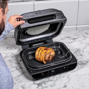 Ninja Foodi MAX Grill & Air Fryer, 5.7L Air Fryer with Digital Temperature Probe, Dishwasher-Safe Parts, 6-in-1, Gray/Silver AG551EU MAX Grill & Air Fryer 5.7L Gray/Silver