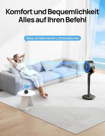 Dreo PolyFan 513S: Тихий розумний вентилятор з широким охопленням та 6 режимами (білий/чорний)