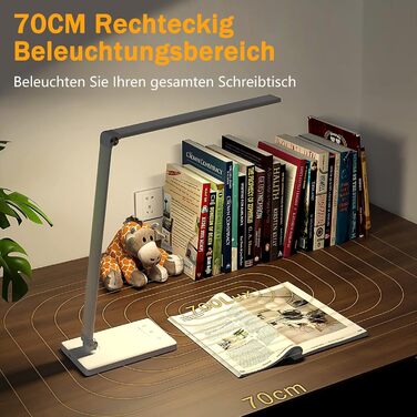 LED лампа настільна з димуванням, 5 кольорів та 10 рівнів яскравості, захист очей, USB-зарядка, для дітей, офісу, читання, модель #2