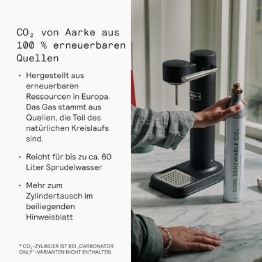 Aarke Carbonator 3 – Содовий апарат з нержавіючої сталі, матово-чорний, 2x PET-пляшки 1л, для газування води, сумісний з CO2 60л (Бордовий)