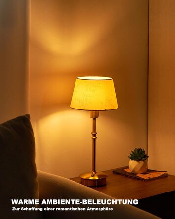 Настільна лампа OCEST на акумуляторі, сенсорне керування, регульована яскравість, для дому, кухні, тераси, їдальні (античне латунь-лінолеум), плафон з шовку 35,5 см